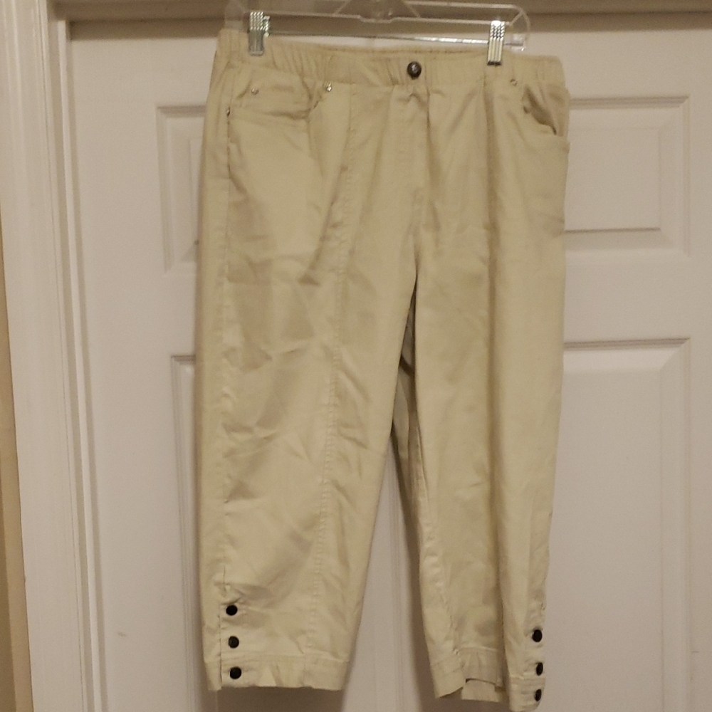 Cathy Daniels Beige Chino Pants with Button Detail
